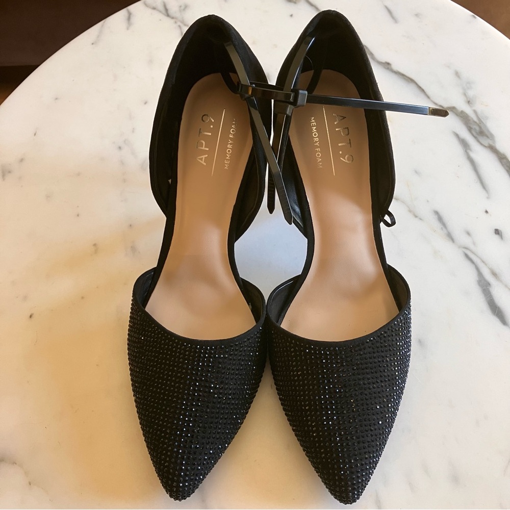 NWOT Apt. 9 Women's Black 4" Heels size 8.5 with beaded toes & Memory Foam